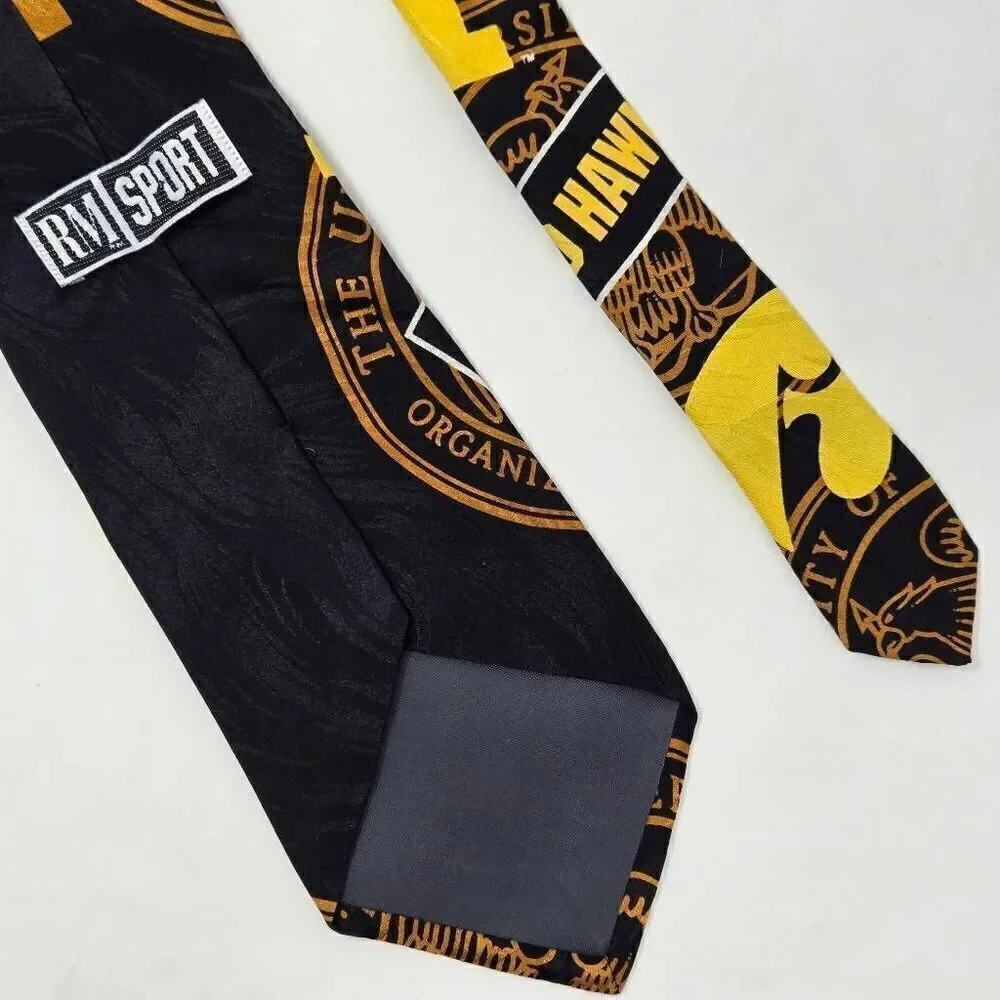 IOWA HAWKEYES VINTAGE SILK TIE GO HAWKS CAITLIN CLARK RM STYLE SATIN 3.5